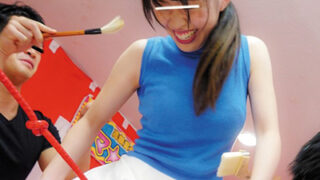 マイクロビキニでのオマンコ綱渡り、失敗で即SEX