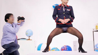 大手航空会社のCAに固定バイブを装着し、我慢できずに公開されたセックス。